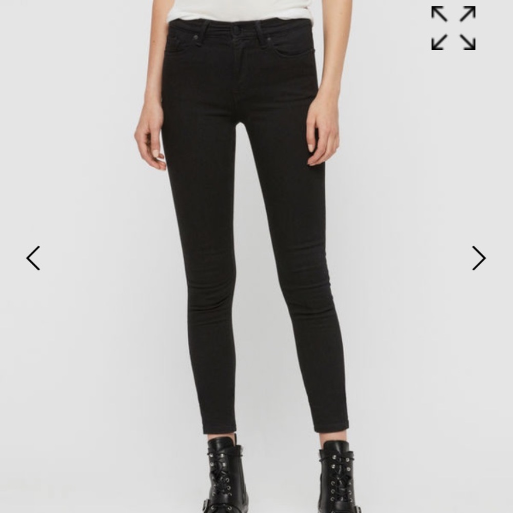 Allsaints Black Grace Skinny Mid-rise Jeans NWT